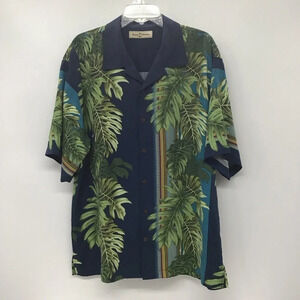 Tommy Bahama 100% Silk Hawaiian Monstera Leaf Casual Button-Up Shirt Size Large